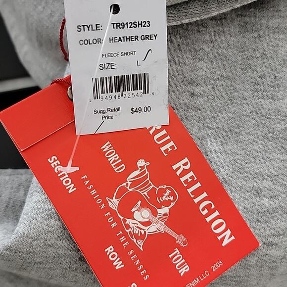 True Religion Youth Heather Gray Fleece Sweat Shorts Large - Picture 14 of 14